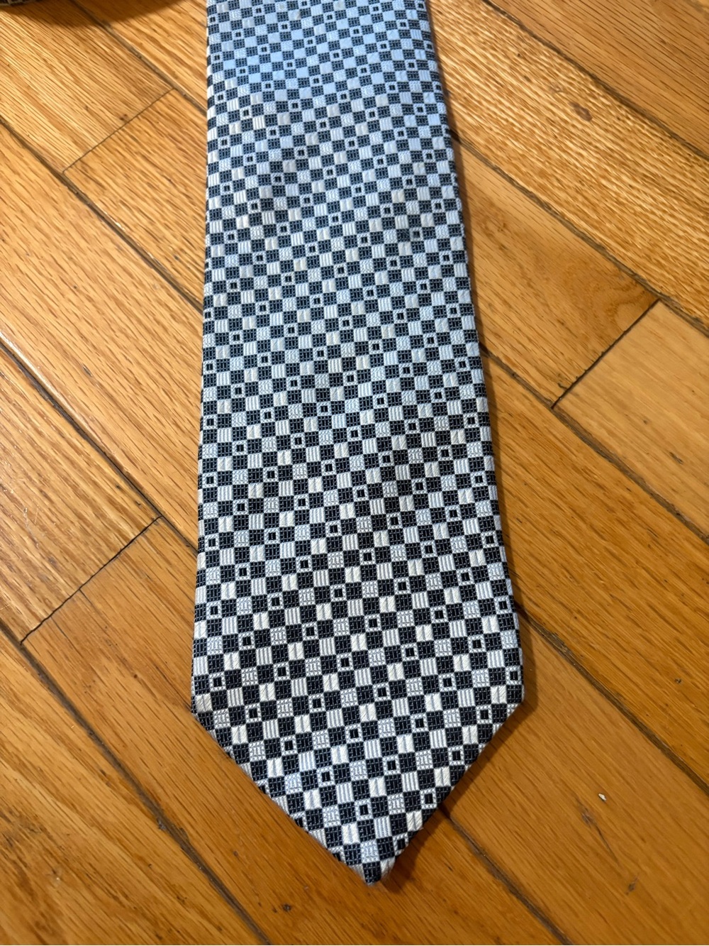 Alexander Julian Black White Checkerboard Silk Tie